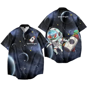 Animacinių Filmų Kosmoso Riteris Astronautas Spausdinti Mados Atsitiktinis Havajų Drabužių Streetwear Vasaros Trumpomis Rankovėmis Beach Marškinėliai Camisa