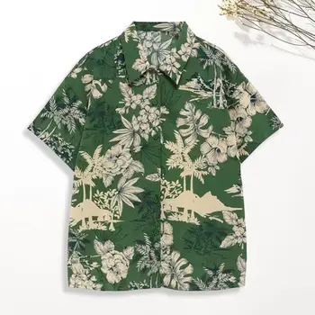 Havajų Marškinėliai Madinga Lengvas Vasaros Marškinėliai Kokoso Medžio Spausdinti Atsitiktinis Havajų Marškinėliai Streetwear