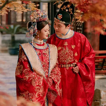 Hanfu Siuvinėjimo Vestuvių Vyrų Ir Moterų Suknelė 2024 Nauja Pora, Nustatyti Vestuvių Suknelė Senovės Kinų Stiliaus