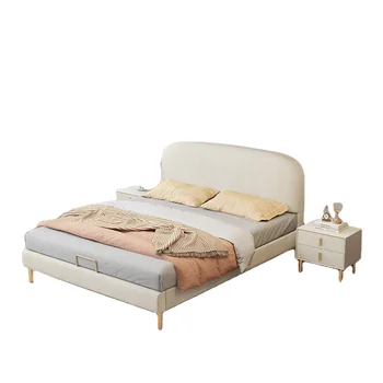 Viešbutis moderni lova king size miegamojo baldų komplektą odos saugojimo prabanga dvigubai daugiau-holstered lovos