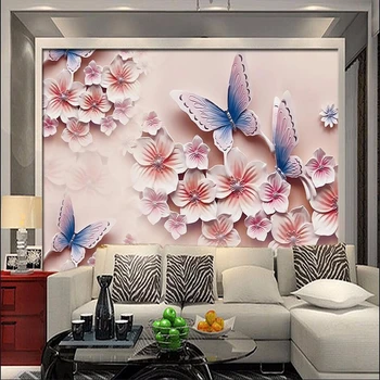 beibehang 3D foto tapetai, sienų ir 3 d Reljefo freskomis fone romantiška drugelių orchidėja gėlė sienos dokumentų namų dekoro