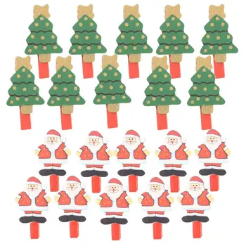 Kalėdų sąvaržėlės 10VNT Mielas Kalėdų Drabužių Segtukus Mediniai Švenčių Nuotraukų Įrašus, Patvarus Kalėdų Dekoracijas Atostogų