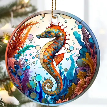 Sea Horse Ornamentu, Sea Horse Kalėdų Apskritas Ornamentas Atostogų Papuošalas Dovanų, Seahorse Tematikos Dovanos, Kalėdų Atmintį Idėjos
