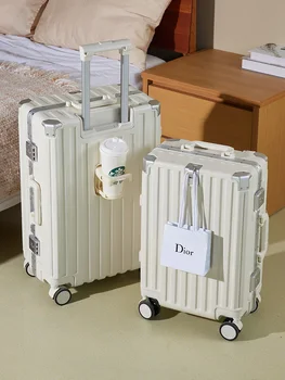Moterų multifunkcinis lagaminas bagažo atveju 24-colių aliuminio rėmas lagaminą universalus varantys vežti dėžutėje