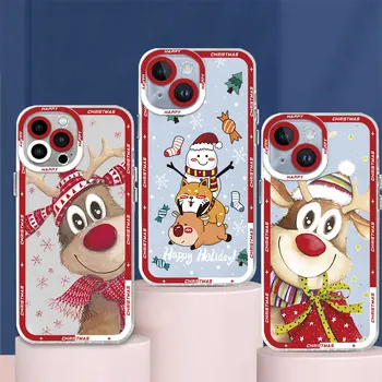 Telefono dėklas Samsung Galaxy A23 A53 A72 5G A13 A12 A52 A42 A32 A33 A52s A21s A22 A73 Skaidrus, Minkštas Viršelis Kalėdų Elnias