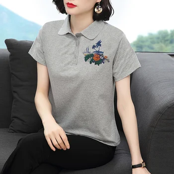 Spausdinti trumpomis Rankovėmis T-shirt Moterų Megztinis Paprasta Viršų