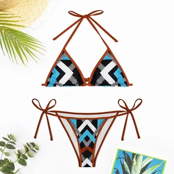 Seksualus Trikampis Push Up Brazilijos Bikini String Kaklaraištis Bikini Moterims Spausdinti Maudymosi Kostiumėliai, Tvarstis Maudymosi Kostiumas Swimsuit Paplūdimio Drabužiai Biquini