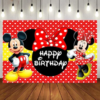 1pcs Užsakymą Mickey Mouse Gimtadienio Fotografijos Backdrops Minnie Mouse Šalies Nuotrauka Fone Naujagimis Kūdikio Dušas Šalis Apdaila