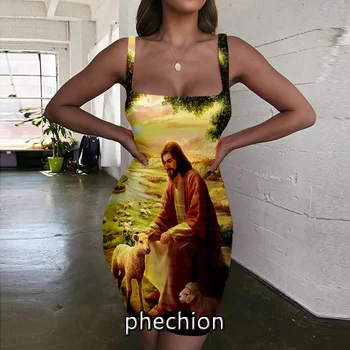 phechion Jėzaus Kristaus 3D Spausdinimo Suknelė Moterims Apynasrio Rankovių Mados Ponios Suknelės Naujų Seksualus Moteriški Drabužiai G42
