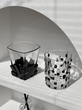 Kūrybinės Meno Rankų Darbo Juodasis Perlas Vyno Stiklo Šviesos Prabangių Senovinių Krištolo, Namų Apyvokos Paprastas Vanduo Taurės Viskio Taurės