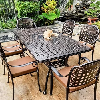 Lauko stalai ir kėdės, kiemas Europos stiliaus vilos, lauko, sodo stalai ir kėdės, lieto aliuminio saulės laisvalaikio terra