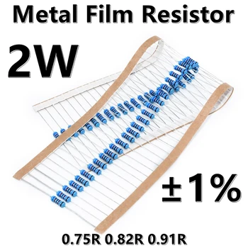 (20pcs) 2W Metalo Kino Rezistorius 1% penkių spalvų žiedas precision resistor 0.75 R 0.82 R 0.91 R 0.24 0.27 R R 0.3 R 0.33 R 0.36 0.39 R R Ω ω