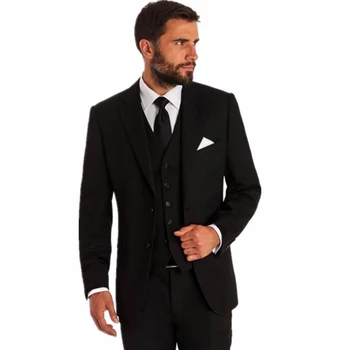 Vėliau kaip per 3 Gabalus Vestuvių Kostiumą Slim Fit Geriausią Vyro Jaunikis Tuxedos Individualius Verslo Kostiumas Vyrams (Švarkas+Liemenė+Kelnės)Kostiumas Homme